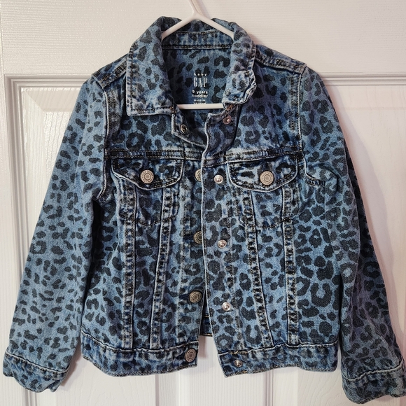 GAP Toddler Leopard Print Icon Denim Jacket - Picture 1 of 3